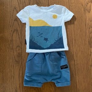Tiny Tribe Boys Outfit - T-Shirt and Shorts (9-12 Months)